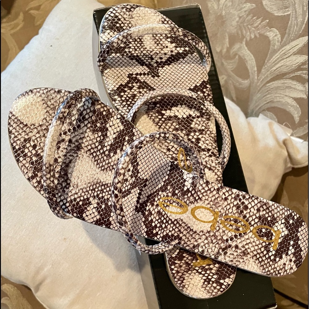 Strappy snake skin sandals